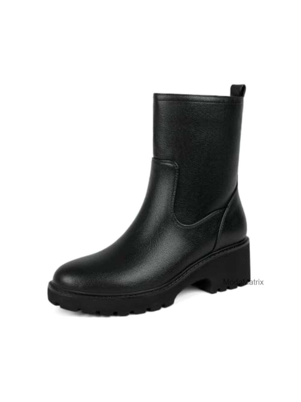 Ankle Boots for Women Round Toe Chunky Heel Lug Sole Short Faux Leather Booties